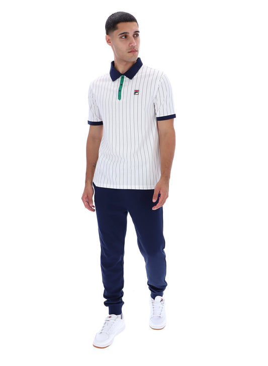 Fila Vintage Men's BB1 Classic Vintage Stripped Polo Shirt White / Green