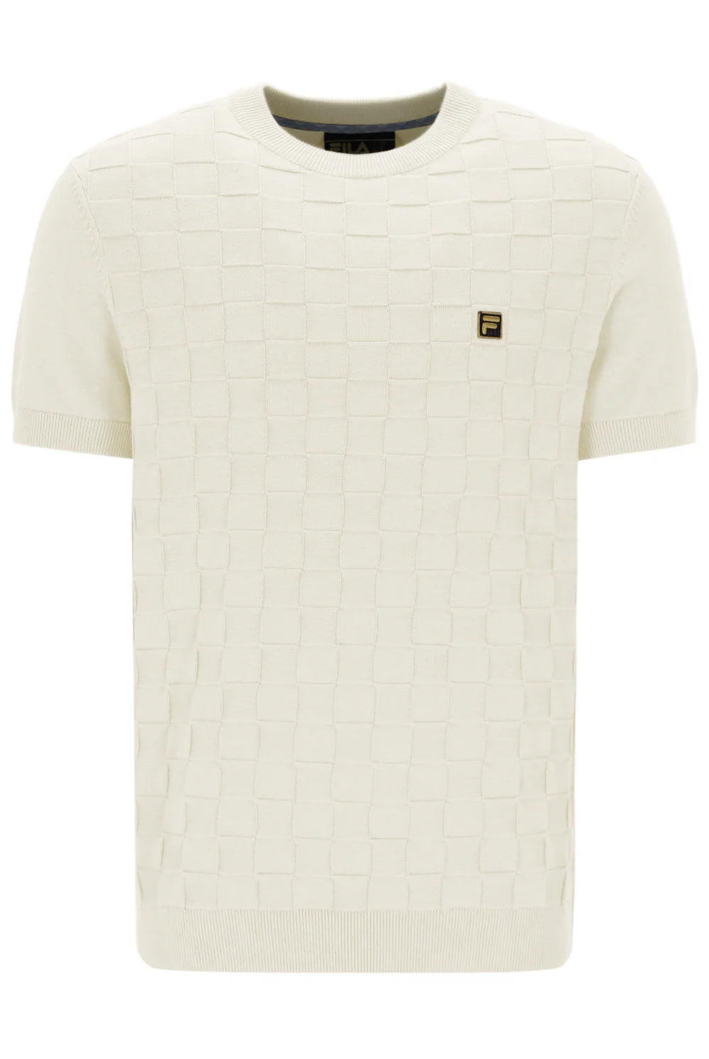 Fila Vintage Men's Campbell Knit Crew Neck T Shirt Egret