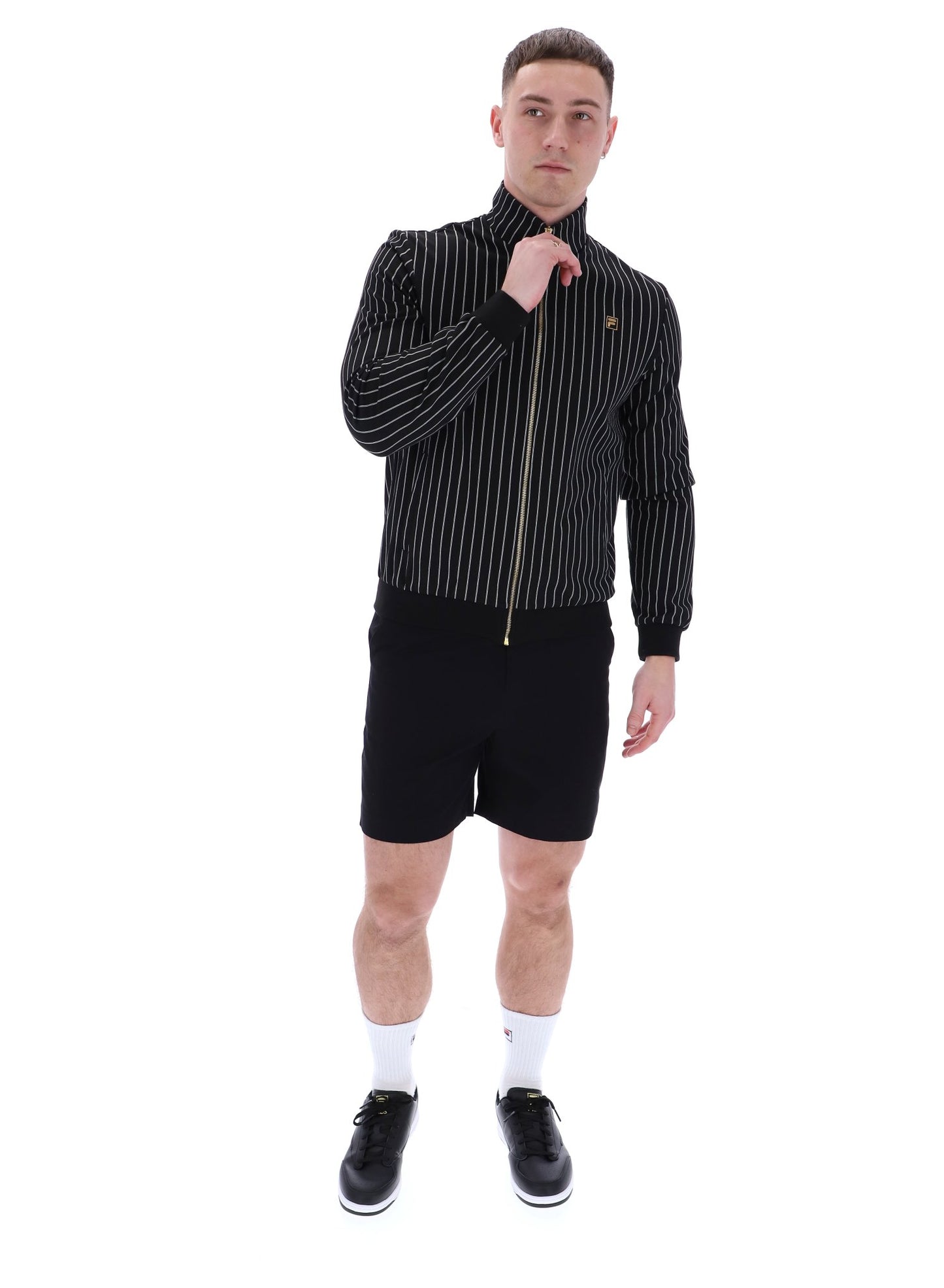 Fila Vintage Men's Cooper Jacquard Stripe Track Top Black/Egret