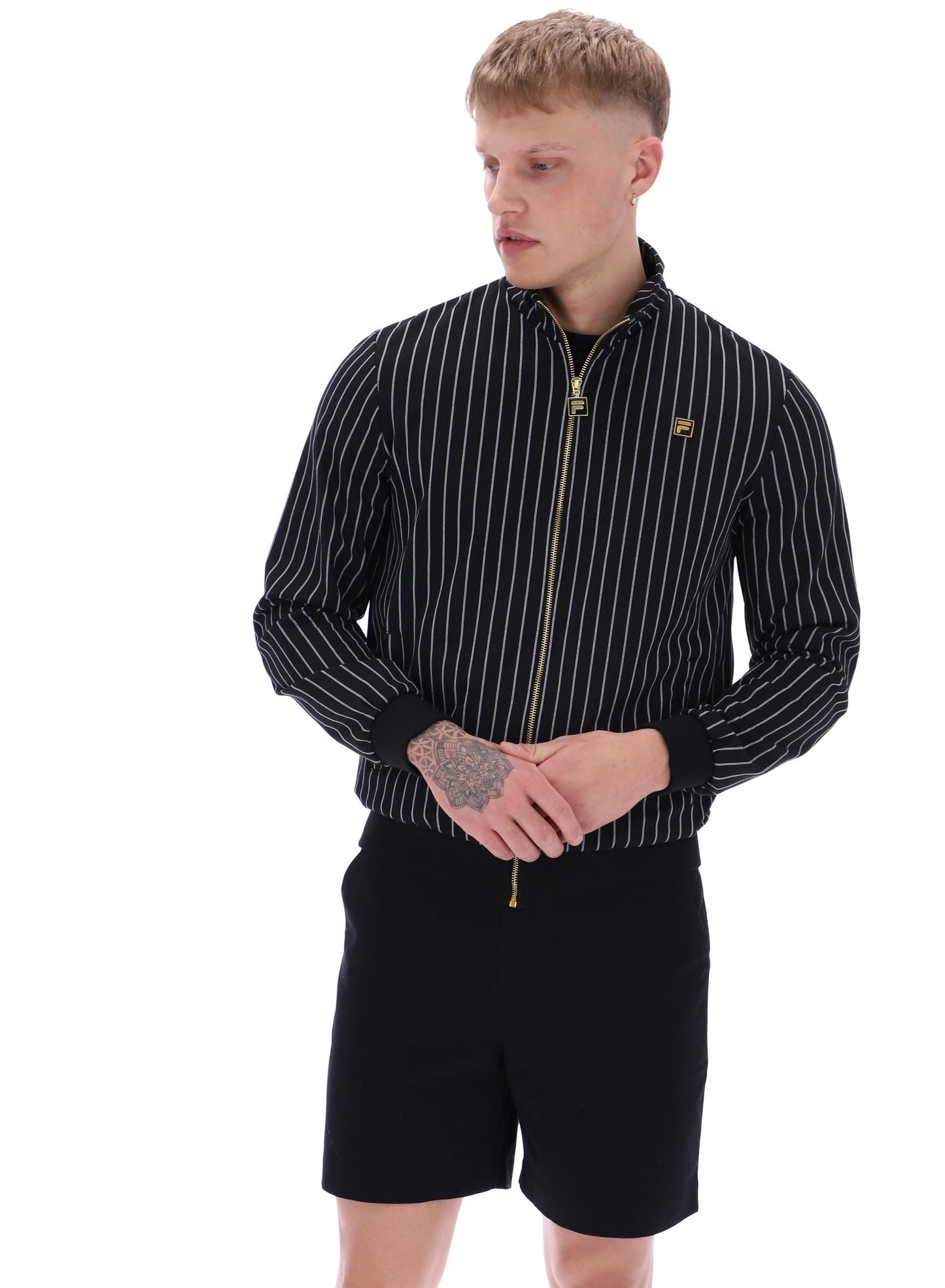 Fila Vintage Men's Cooper Jacquard Stripe Track Top Black/Egret