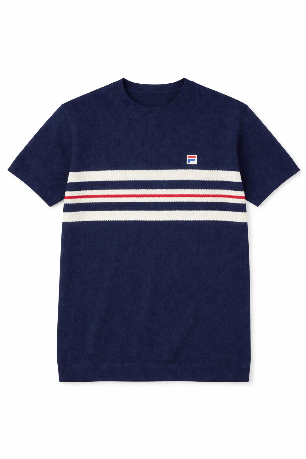 Fila Vintage Men's Gerardo Mesh Stripe Knitted T Shirt Fila Navy