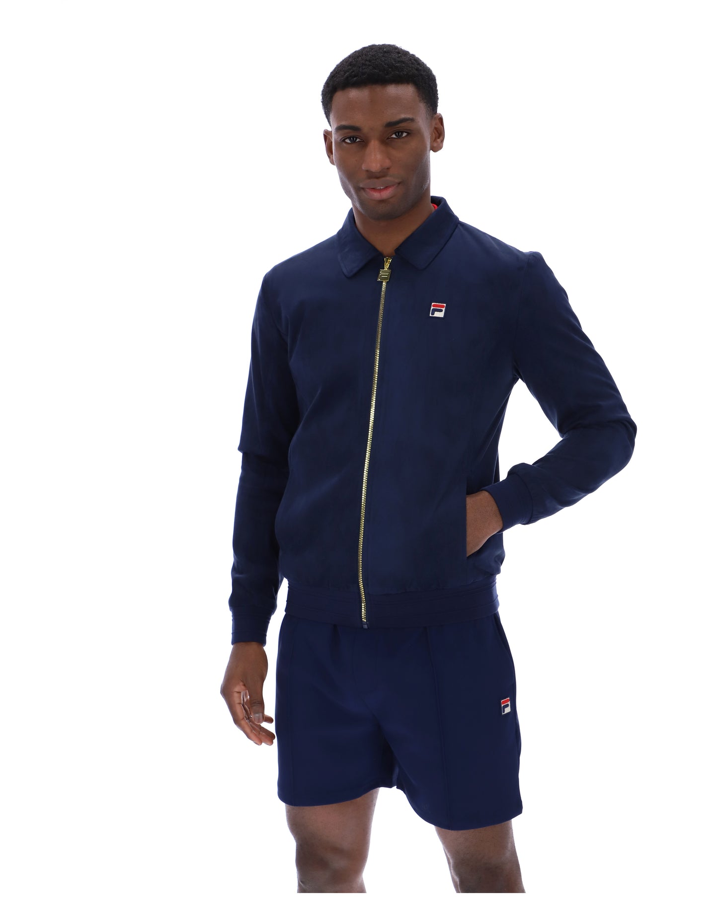 Fila Vintage Men's Francesco Suede Jacket Fila Navy