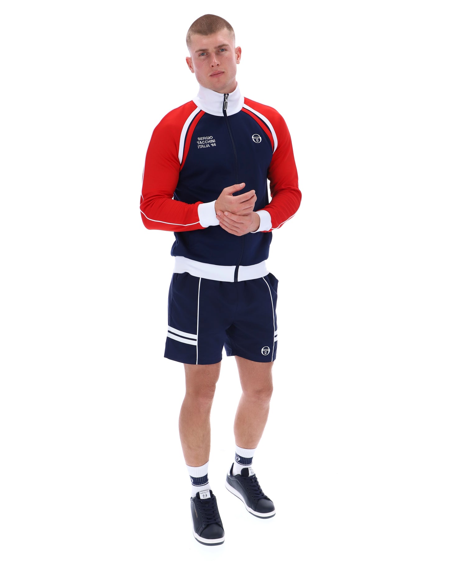 Sergio Tacchini Men's Ghibli Davis Track Top Maritime Blue / Adrenaline Rush / White