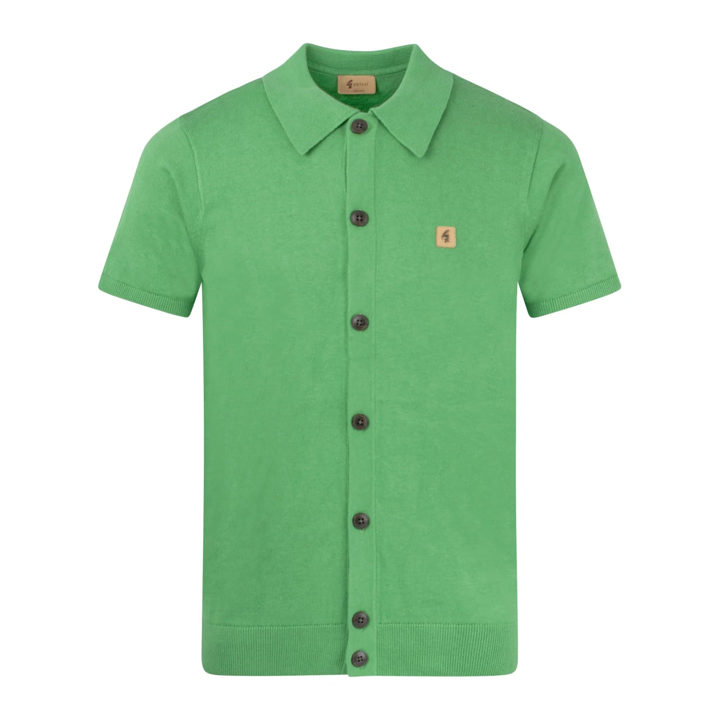 Gabicci Vintage Men's V54GK17 Guiness SS Full Button Polo Shirt Verde Green