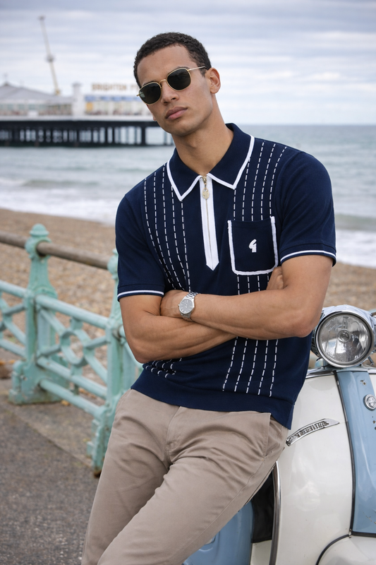 Gabicci Vintage Men's V56GM25 Darron SS Polo Shirt Navy Blue