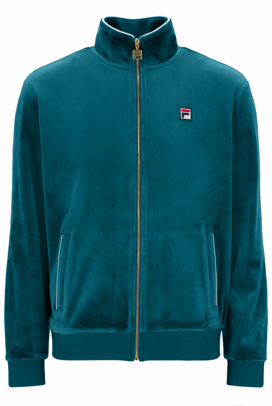 Fila Vintage Men's Irving 2 Velour Track Top Deep Lagoon Green