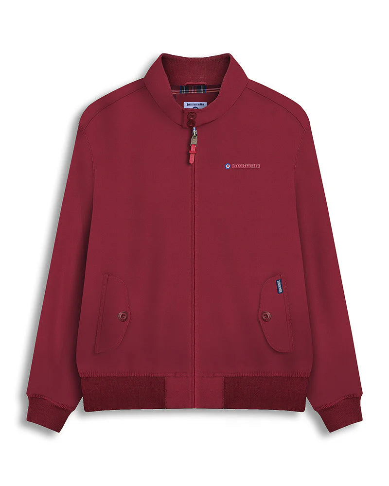 Lambretta Men's LMBBHH1 Shower Resistant Classic Harrington Jacket Burgundy