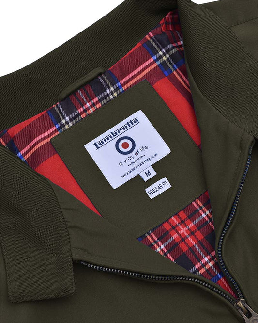 Lambretta Men's LMBBHH1 Shower Resistant Classic Harrington Jacket Khaki Green