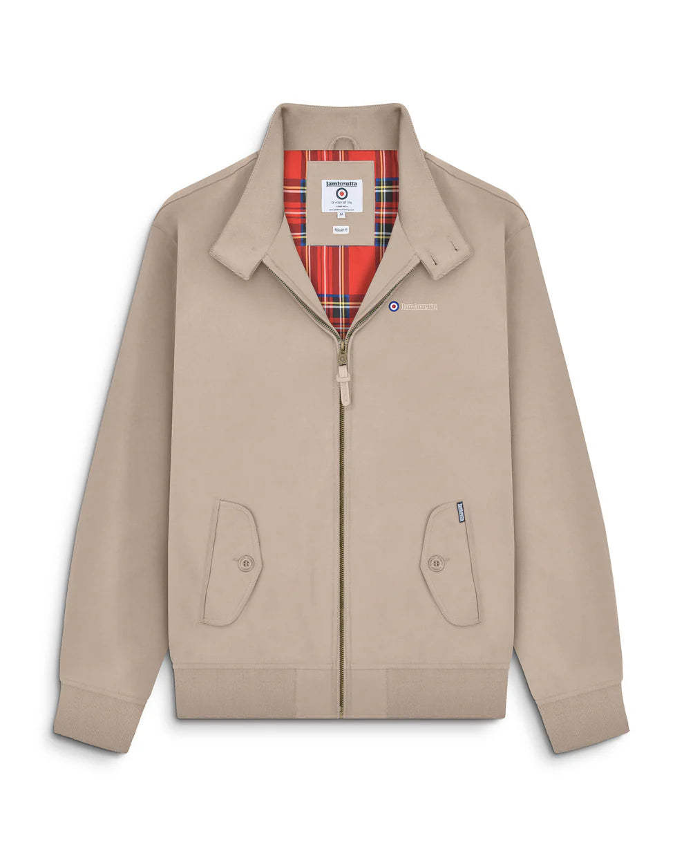 Lambretta Men's LMBBHH1 Shower Resistant Classic Harrington Jacket Stone