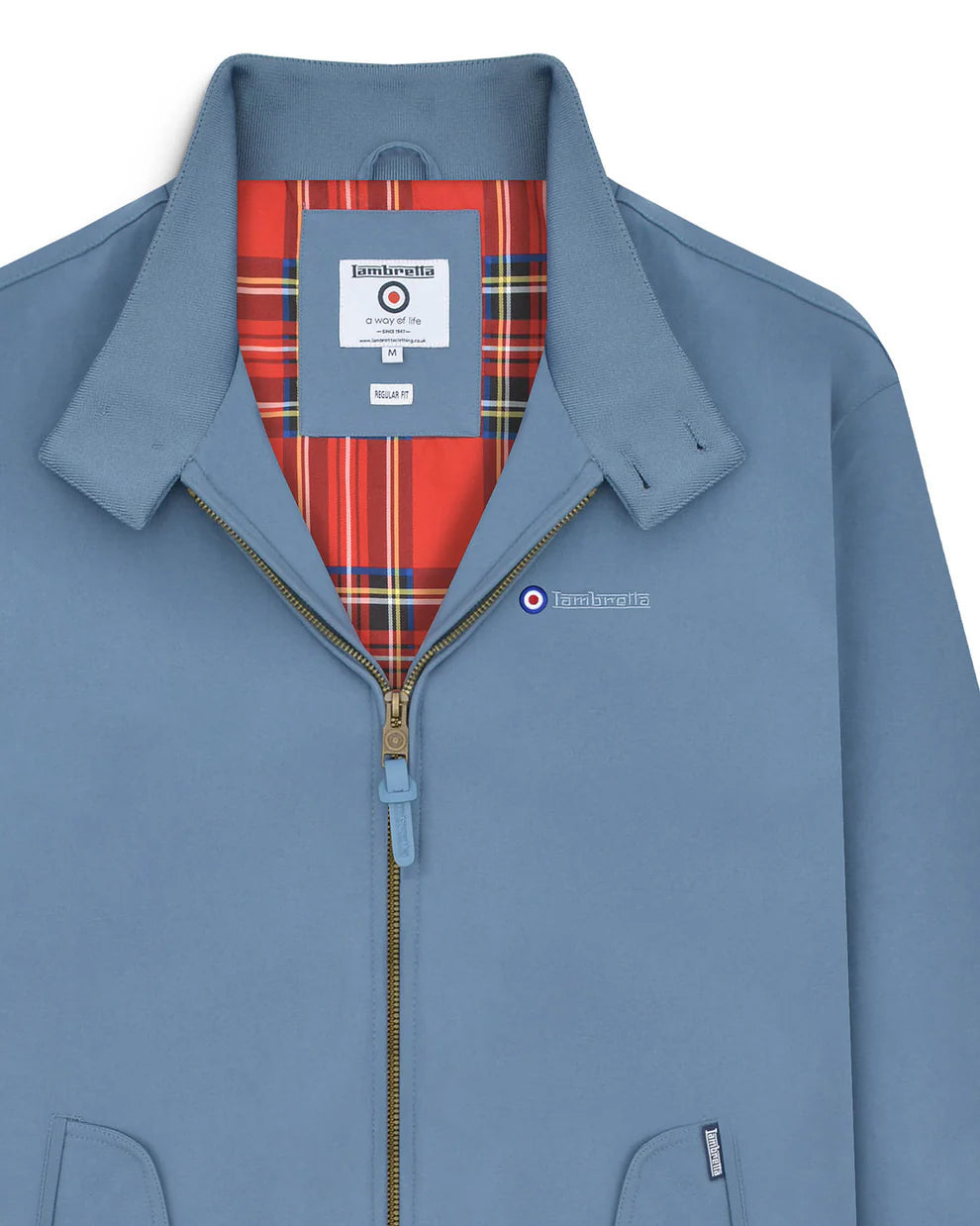 Lambretta Men's LMBBHH1 Shower Resistant Classic Harrington Jacket Mid Blue