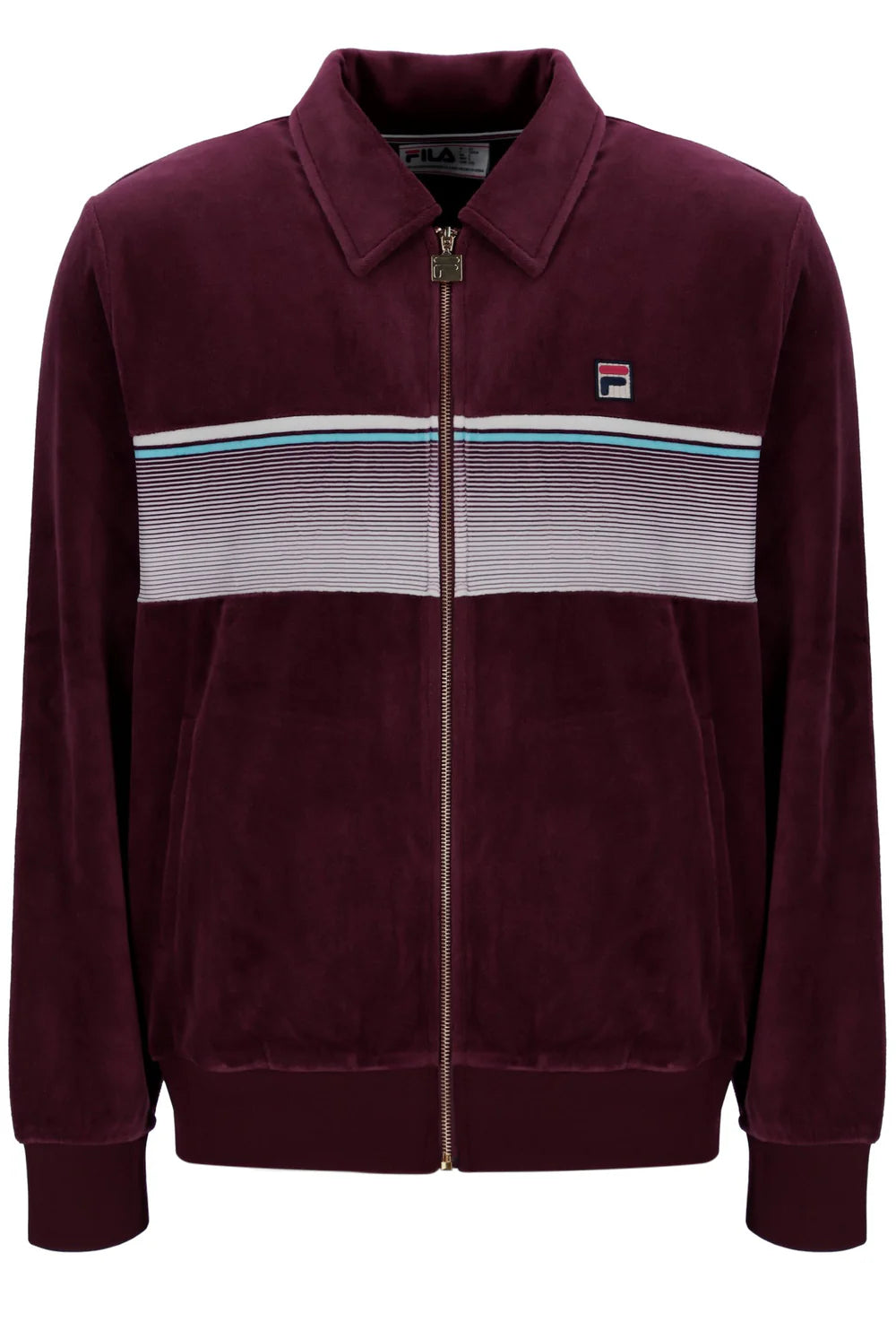 Fila Vintage Men's Malakai Striped Track Top Fig / Milky Blue / Gardenia