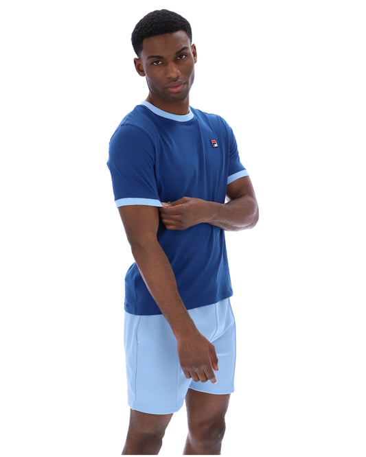 Fila Vintage Men's Marconi Essential Ringer T Shirt Limoges / Frozen Fjord