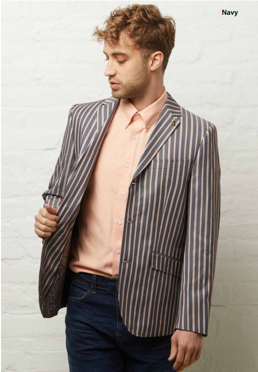 Gabicci Vintage Men's V54GJ04 Henley Boating Blazer Navy