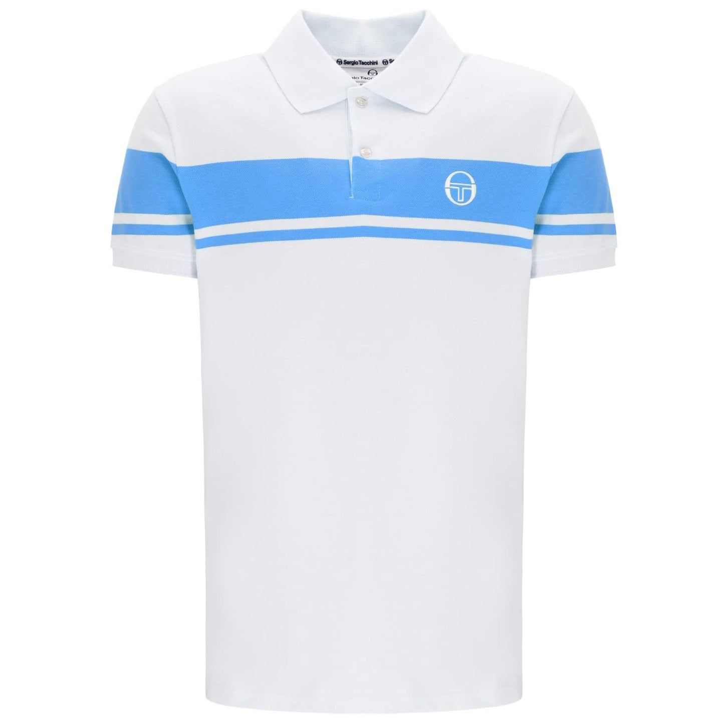Sergio Tacchini Men's STM14554 SS Young Line Polo Shirt Gardenia / Azure Blue