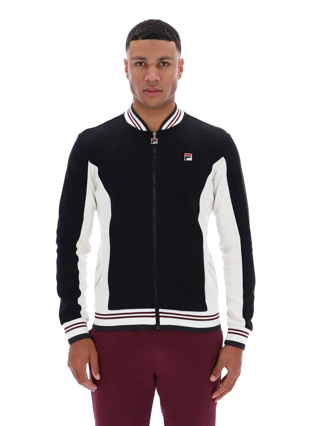 Fila Vintage Men's Settanta 2 Track Top Black / Gardenia / Fig / Charcoal