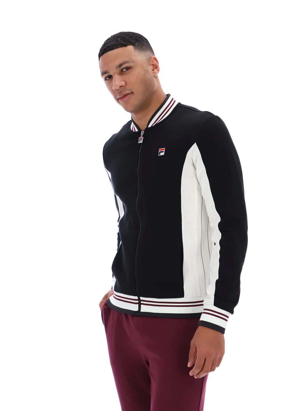 Fila Vintage Men's Settanta 2 Track Top Black / Gardenia / Fig / Charcoal