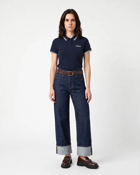 Lambretta Ladies SS0983 Twin Tipped Polo Shirt Navy / White