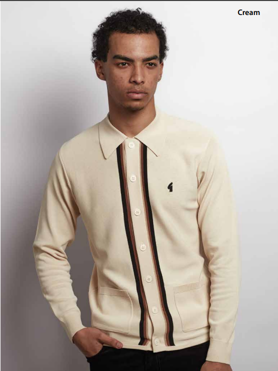 Gabicci Vintage Men's V57GM26 Bromley L/S Button Front Polo Shirt Cream
