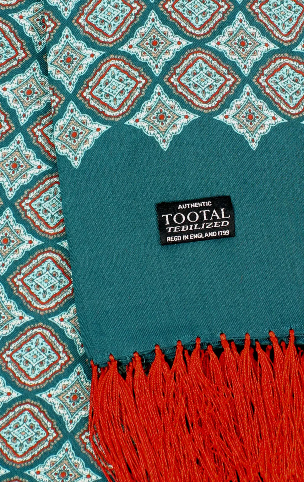 Tootal Men's TB9235 Diamond Border Rayon Scarf Petrol Green