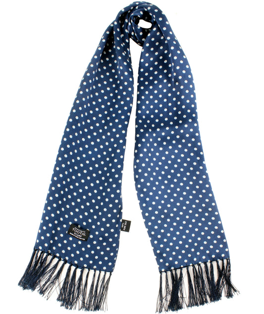 Tootal Men's TV1807 Large Polka Dot Print Silk Scarf Navy Blue