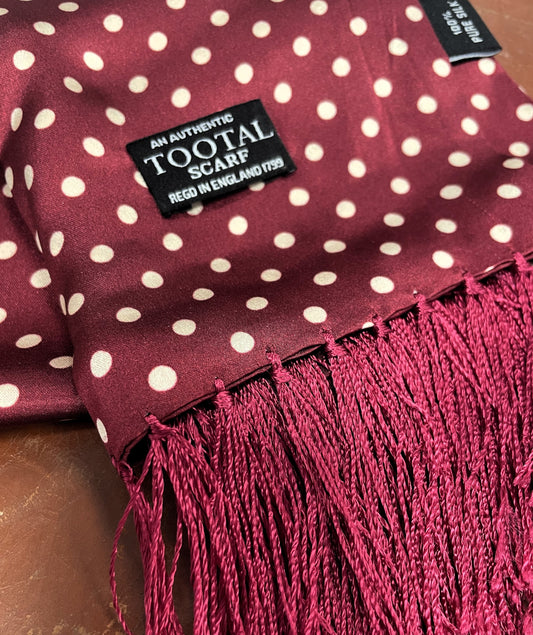 Tootal Men's TV1807 Large Polka Dot Print Silk Scarf Wine