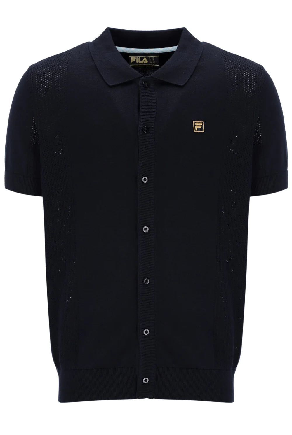 Fila Vintage Men's Walter Open Knit Polo Shirt Black