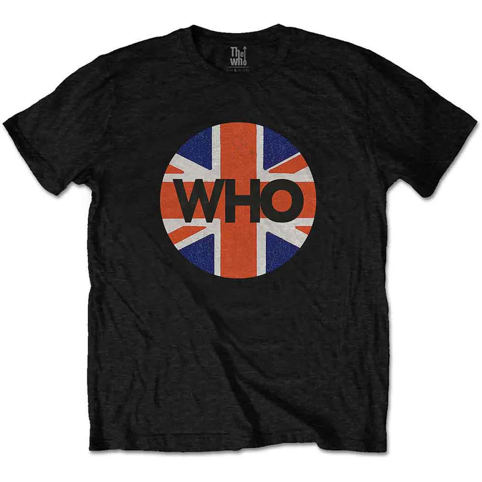 The Who Official Union Jack Circle Design T Shirt Black