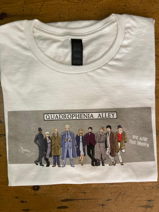 Quadrophenia Alley Men's Exclusive Icon Quadrophenia Cast Print T-Shirt White