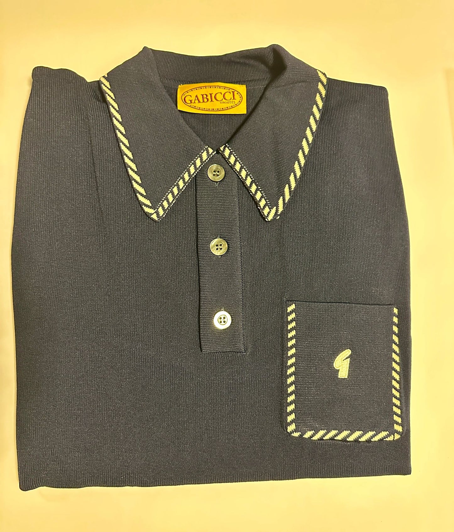 Gabicci Vintage Men's V55GM22 Routledge S/S Knit Polo Shirt Navy Blue
