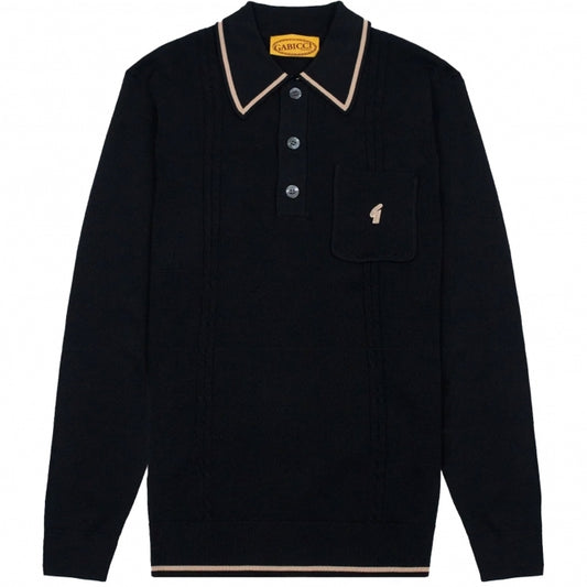 Gabicci Vintage Men's V55GM24 Ned L/S Polo Shirt Black