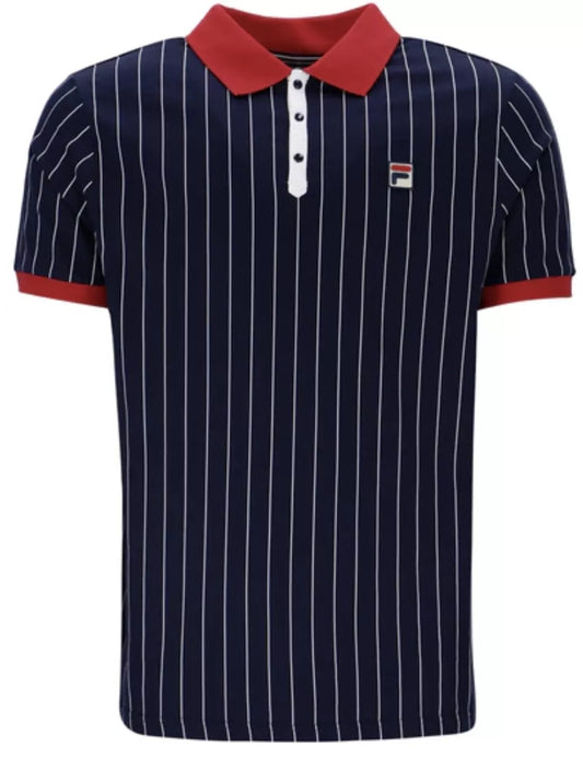 Fila Vintage Men's BB1 Classic Vintage Stripped Polo Shirt Fila Navy / Fila Red