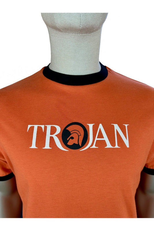 Trojan Records Men's TC1014 Logo Ringer T Shirt Orange