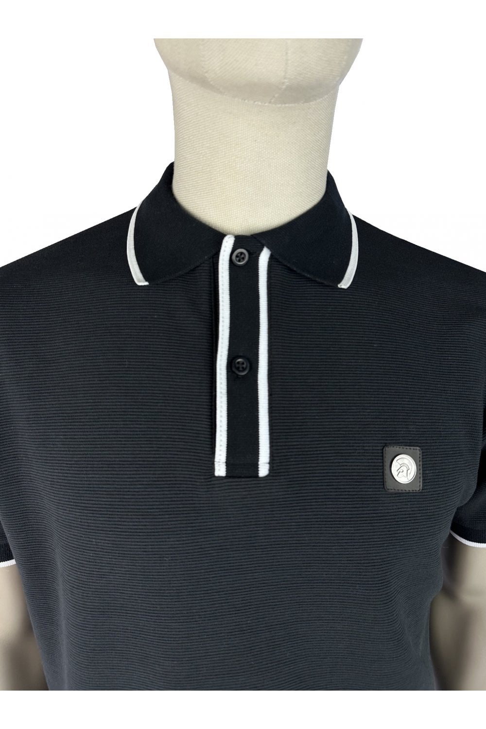 Trojan Records TR9126 Mono Ottoman Rib Polo Shirt Black
