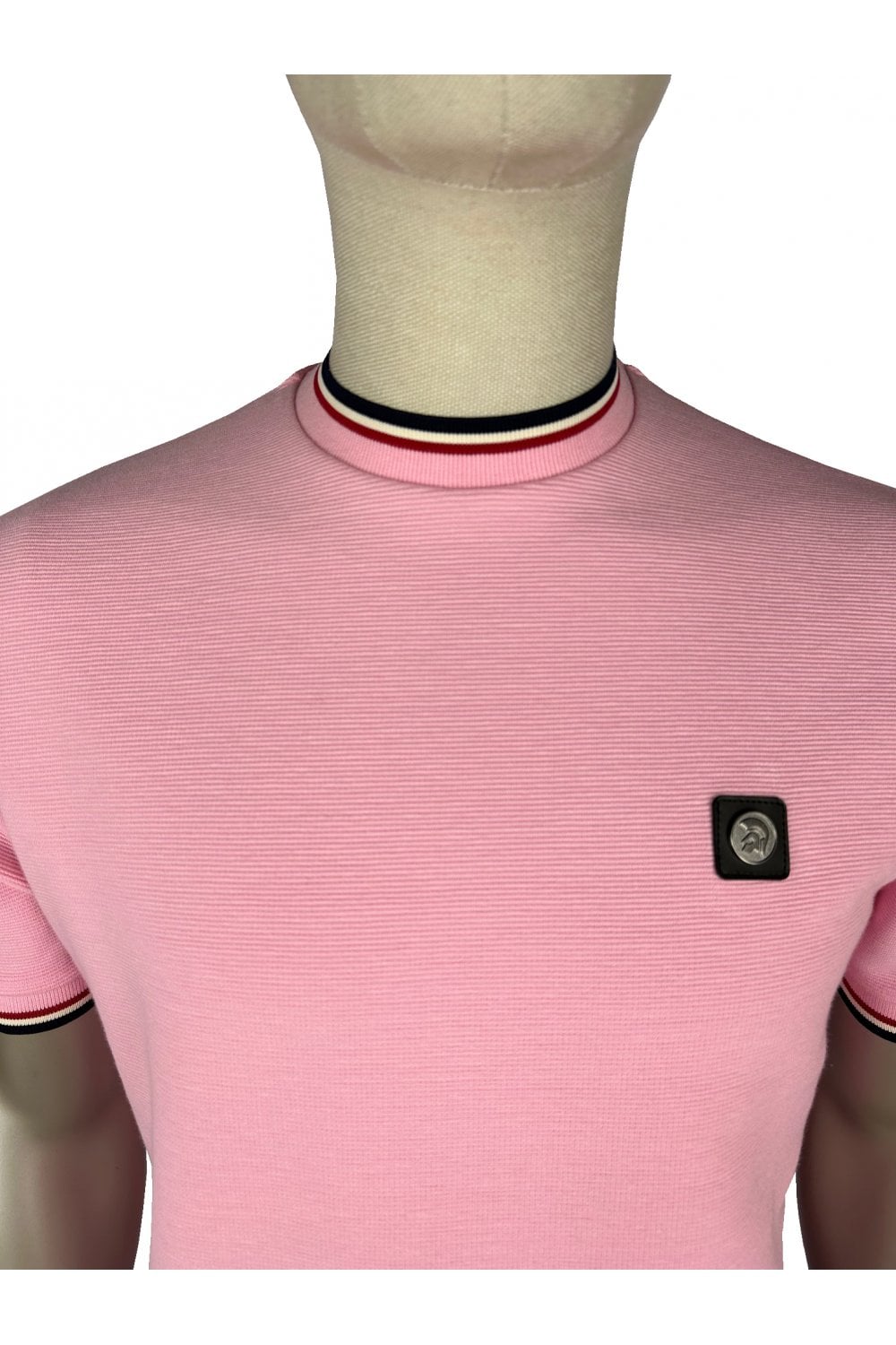 Trojan Records Men's TR9089 Ottoman Rib Tee Shirt Pink