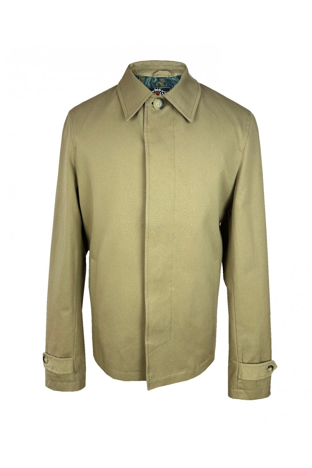 Trojan Records Men's TC1055 Paisley Trim Car Coat Stone