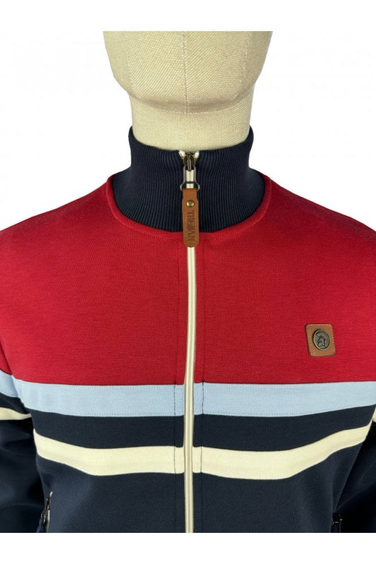 Trojan Records Men's TR9000 Panel Stripe Track Top Navy Blue