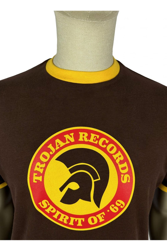 Trojan Records Men's TC1006 Spirit Of '69 Logo Tee Shirt Chocolate Brown