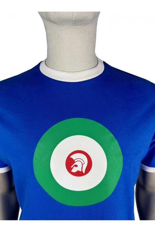 Trojan Records Men's TR9090/TR9036 Target Ringer Tee Shirt Cobalt Blue