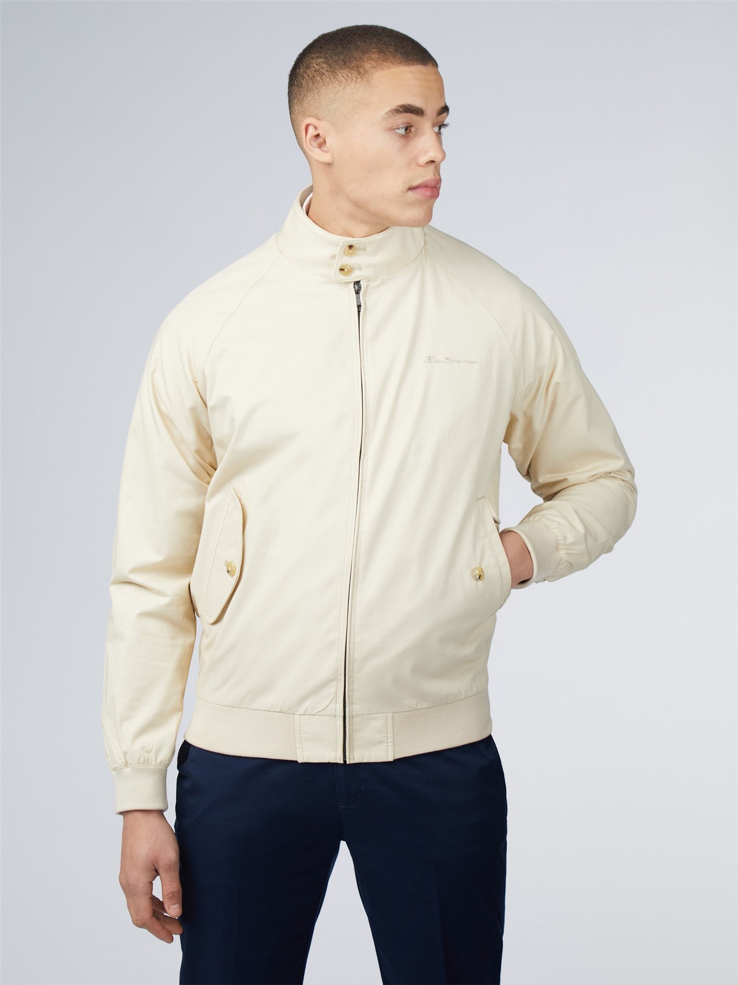 Ben Sherman Men's 0059148 Signature Harrington Jacket Cream