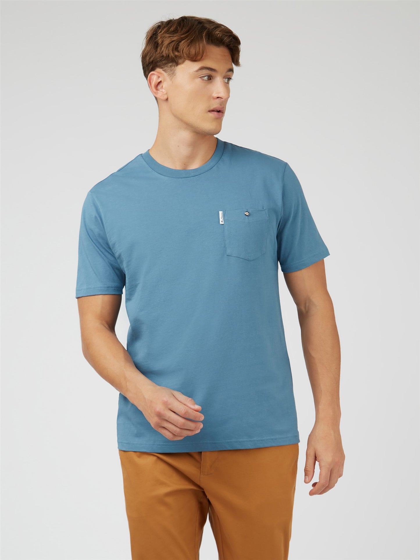 Ben Sherman Men's 0059326 SS Signature Pocket T-Shirt Blue Shadow