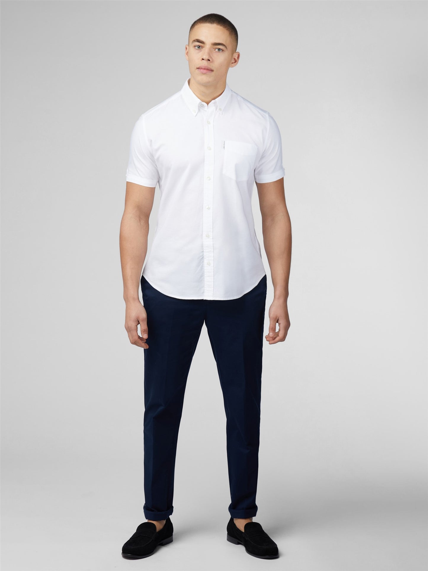 Ben Sherman Men's 1012489 SS Signature Oxford Shirt White