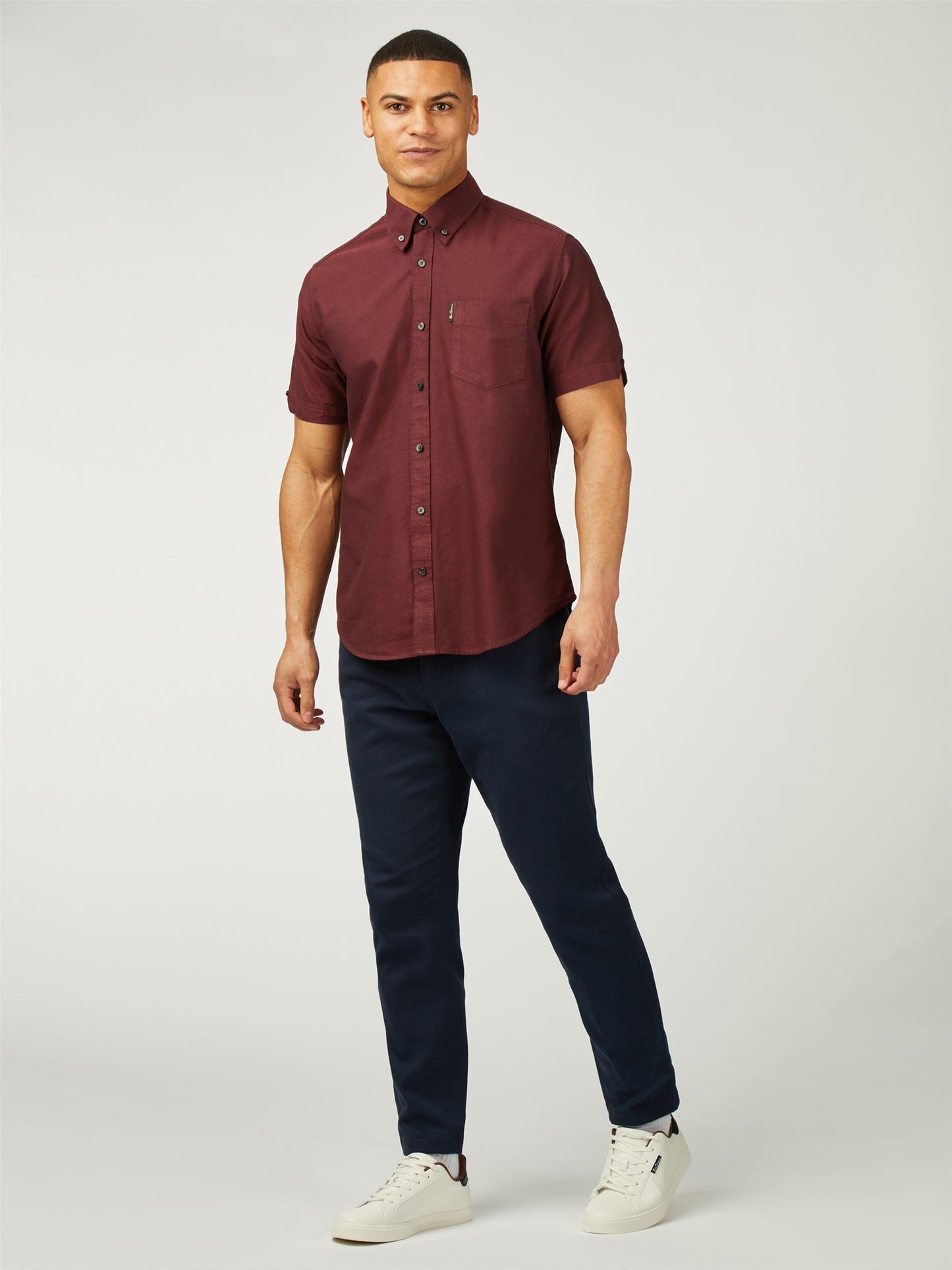 Ben Sherman Men's 1012489 SS Signature Oxford Shirt Wine