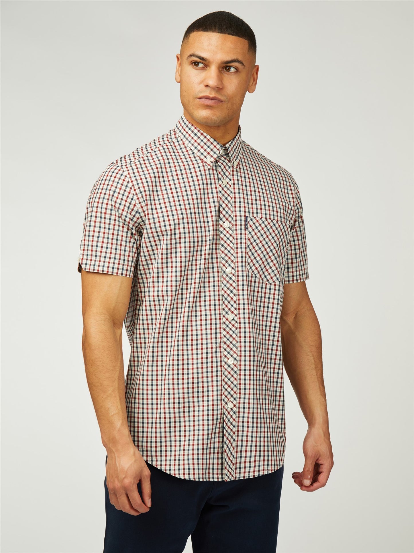 Ben Sherman Men's 1012787 SS Signature House Check Shirt Red