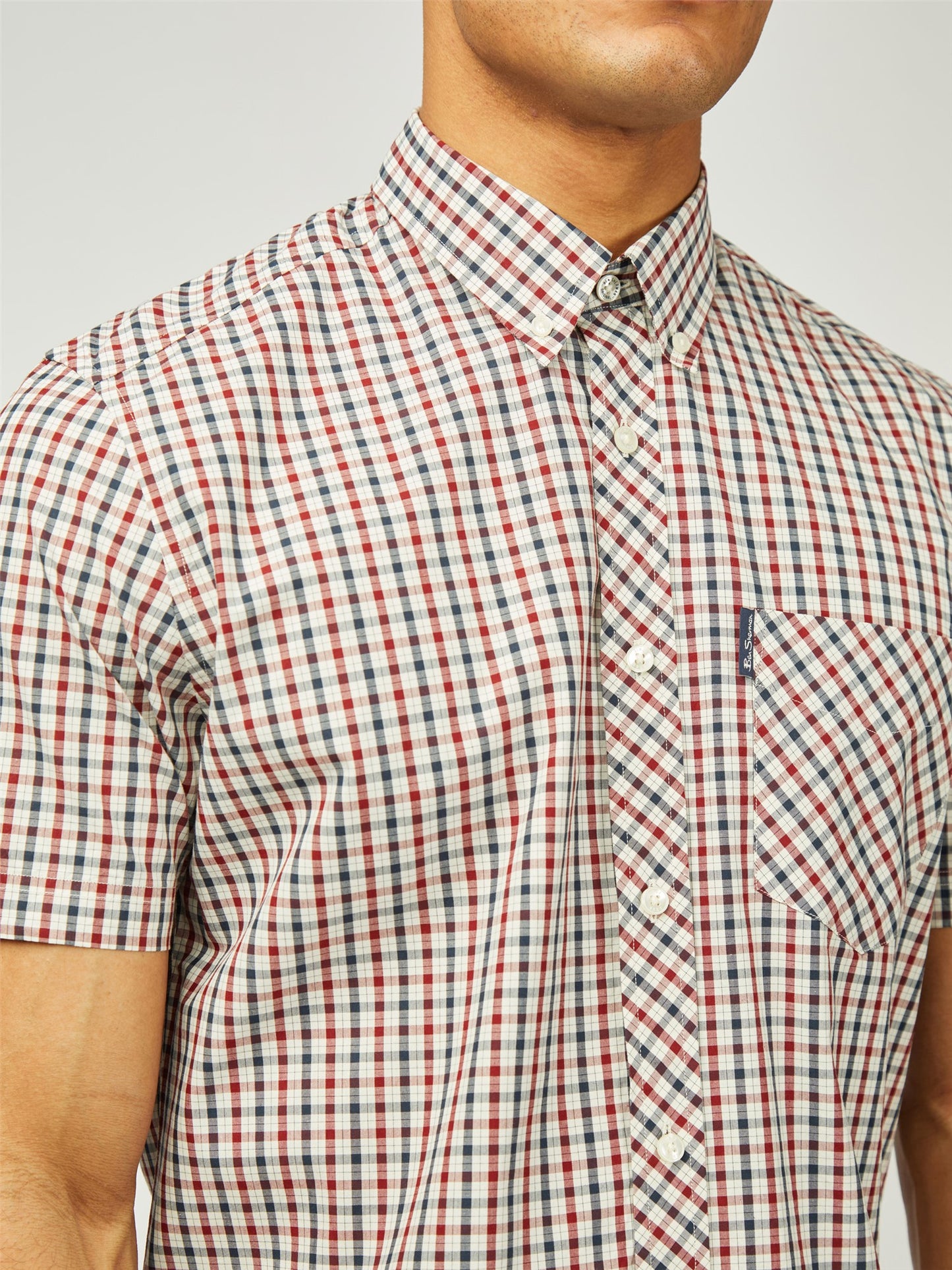 Ben Sherman Men's 1012787 SS Signature House Check Shirt Red