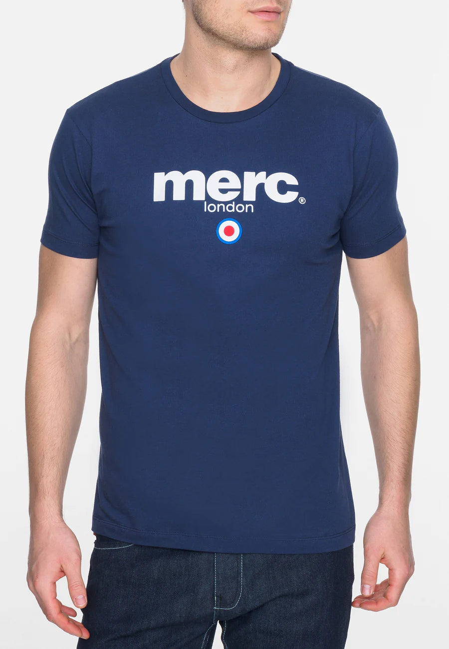 Merc Men's Brighton Crew Neck T Shirt Navy Blue