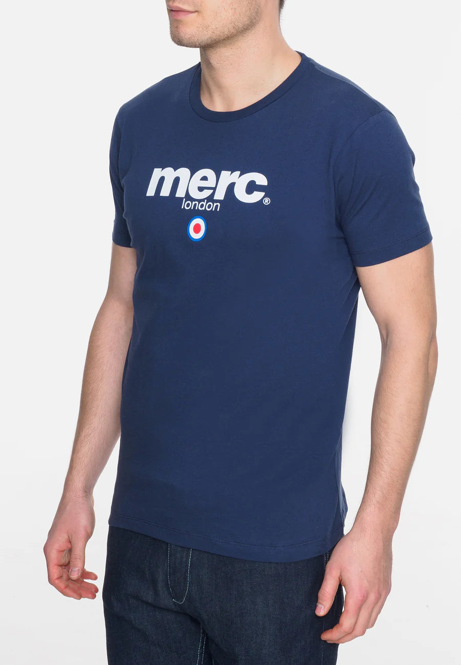 Merc Men's Brighton Crew Neck T Shirt Navy Blue