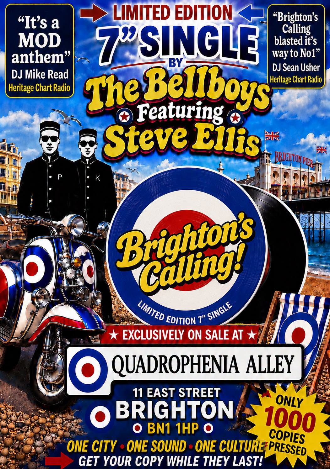 The Bellboys Featuring Steve Ellis - Brighton Calling - 7" VInyl (UK ONLY)