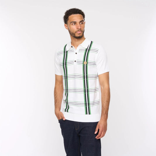 Gabicci Vintage Men's V54GM01 Miller SS Check Polo Shirt White