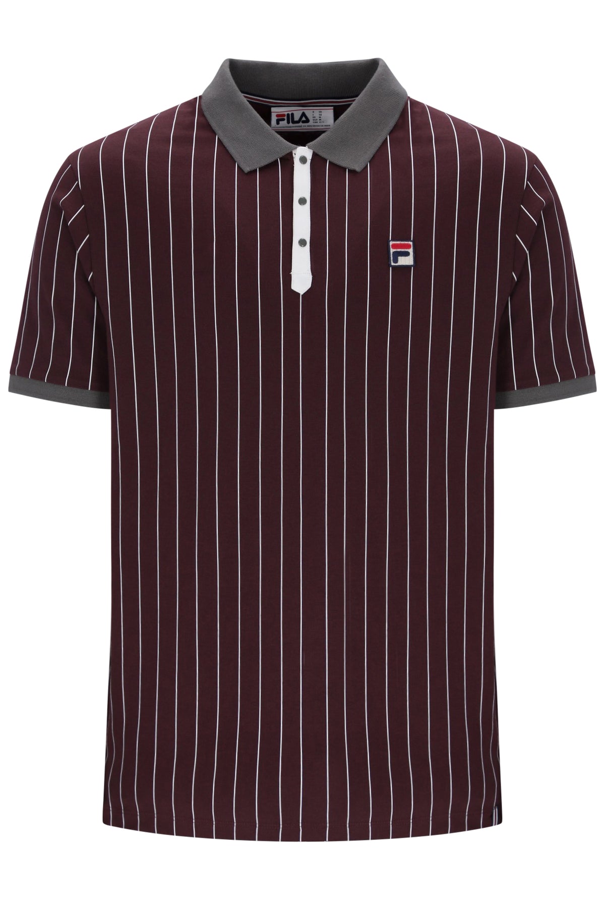 Fila Vintage Men's BB1 Classic Vintage Stripped Polo Shirt Fudge / Gunmetal / White
