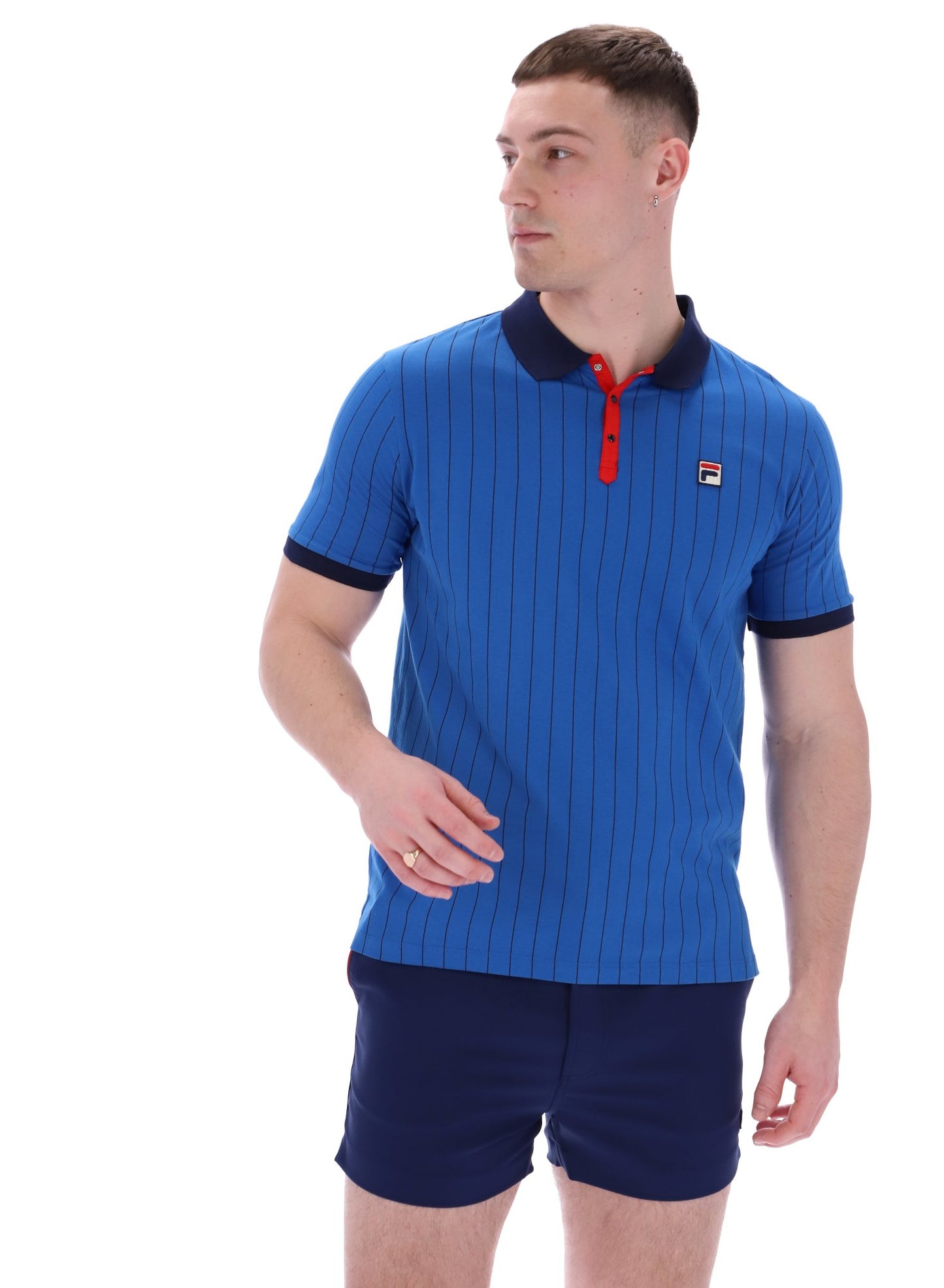 Fila Vintage Men's BB1 Classic Vintage Stripped Polo Shirt Turkish Sea Blue